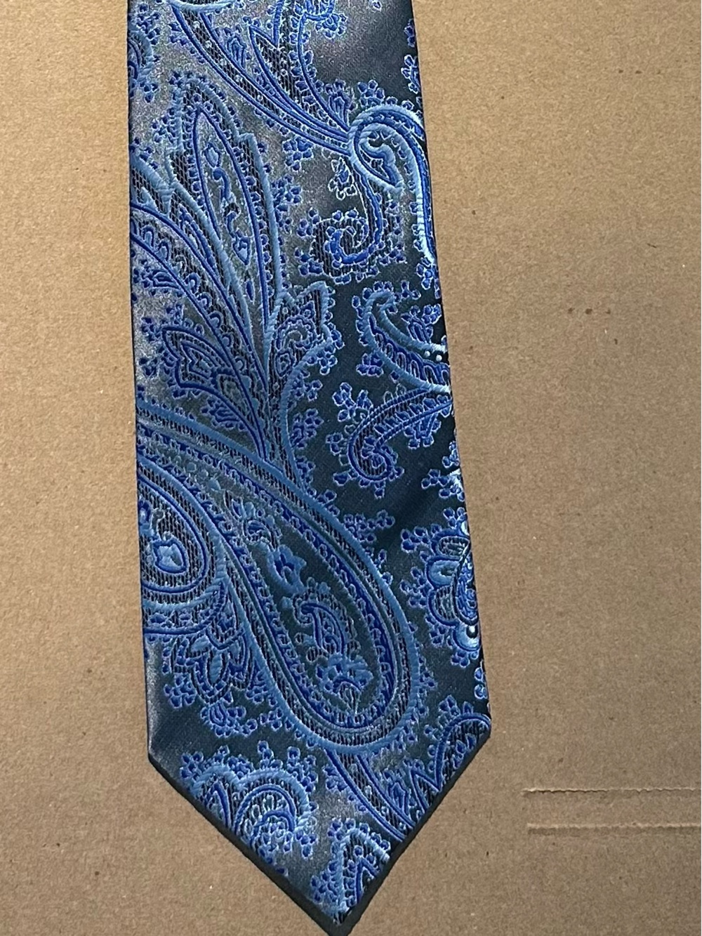 Men's Blue Paisley Silk-Feel Tie - Elegant Formal Accessory